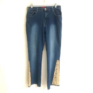 Too Hot lace up flare boho western hippie style denim jeans 10